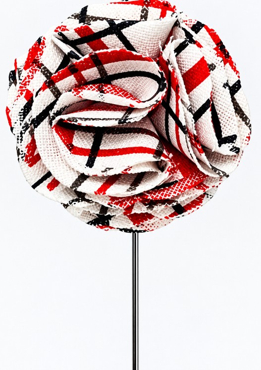 Signature Red & Black Geometric Rose Lapel Pin