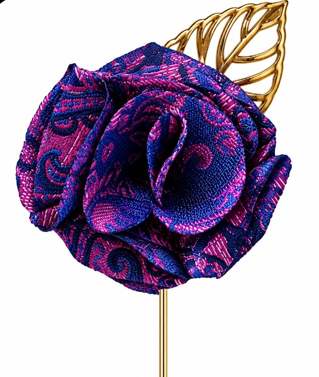 Royal Noir Paisley Rose Lapel Pin