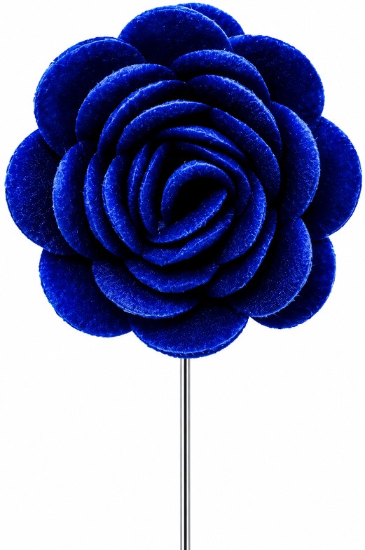 Royal Blue Velvet Rose Lapel Pin