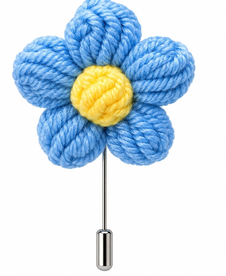 Blue & Gold Heritage Bloom Lapel Pin