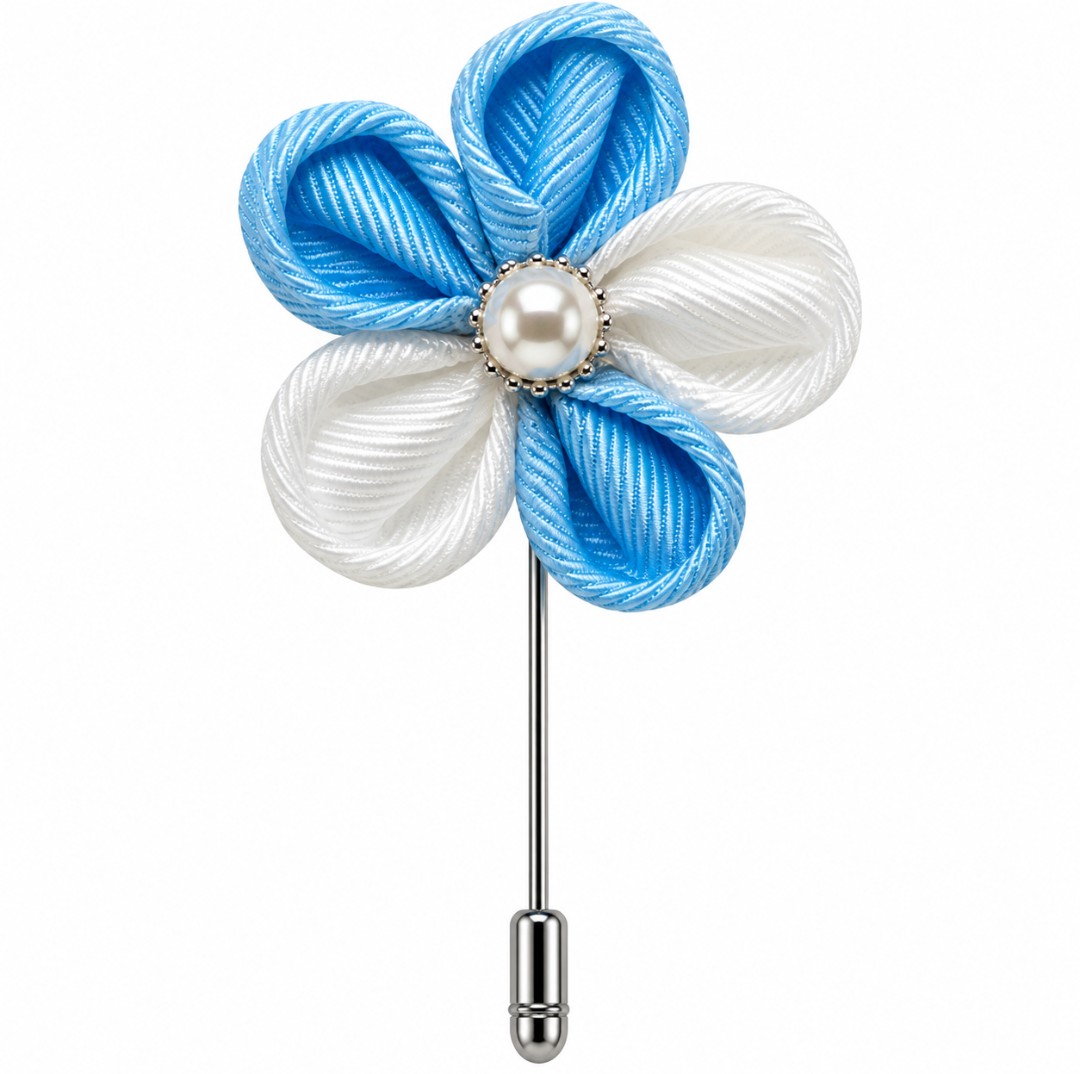 Royal Sky Blossom Handcrafted Lapel Pin