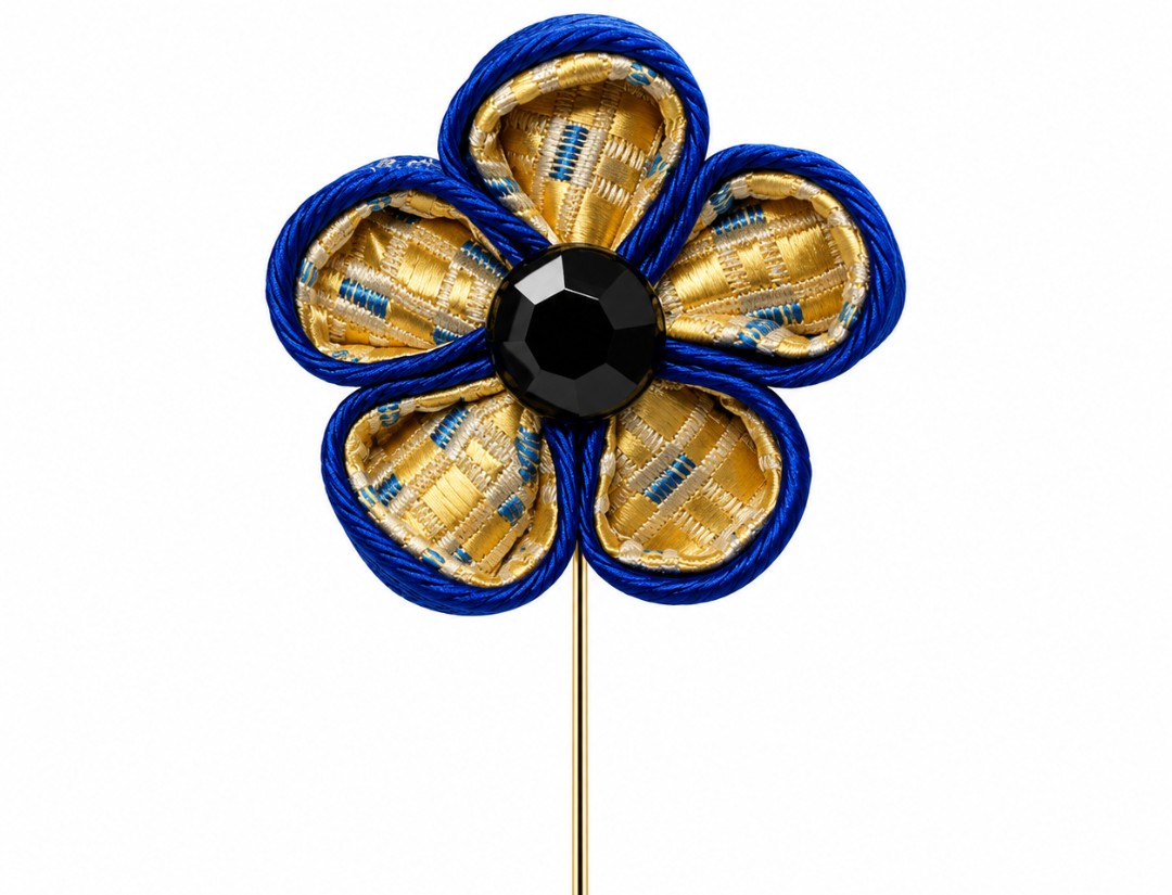 Elegant Gold an  Blue Lapel Pin 