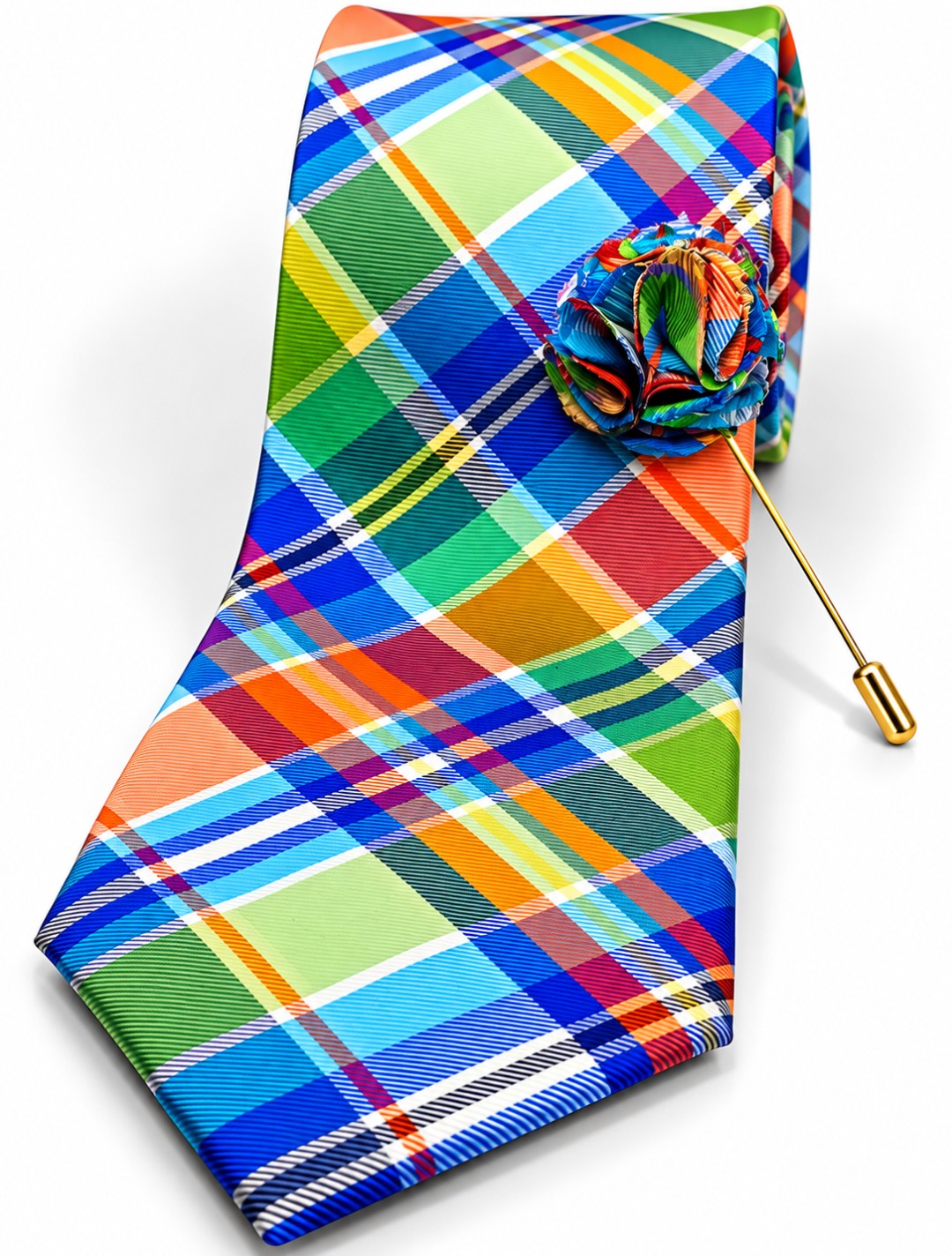 The Executive Plaid Tie & Lapel Pin Gift Set